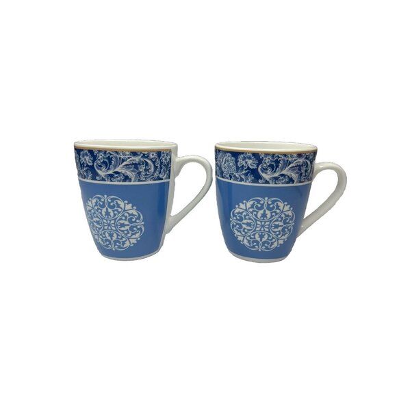 Set Of 2 Blue Coffee Cups From Country Door Dish Set Coffee Cup Tea Cup - Picture 1 of 6